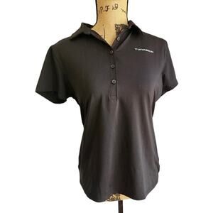 Tunaskin Performance Polo, Half Button, Top, Shirt, Black, Aquatic, Womens  Sz M